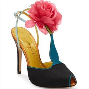 $1065 Charlotte Olympia Amphora Satin Heels, 37